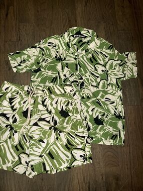 Palm Angels Green Macro Hibiscus Floral Print Matching Set Size 48 L